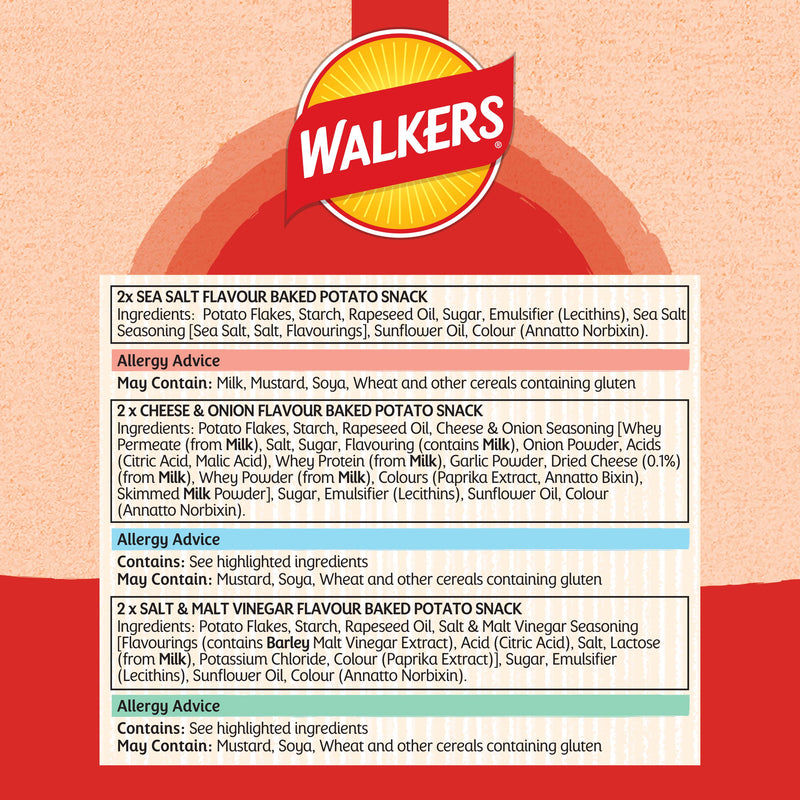 Walkers crisps variety multipack 6x22g, UK version