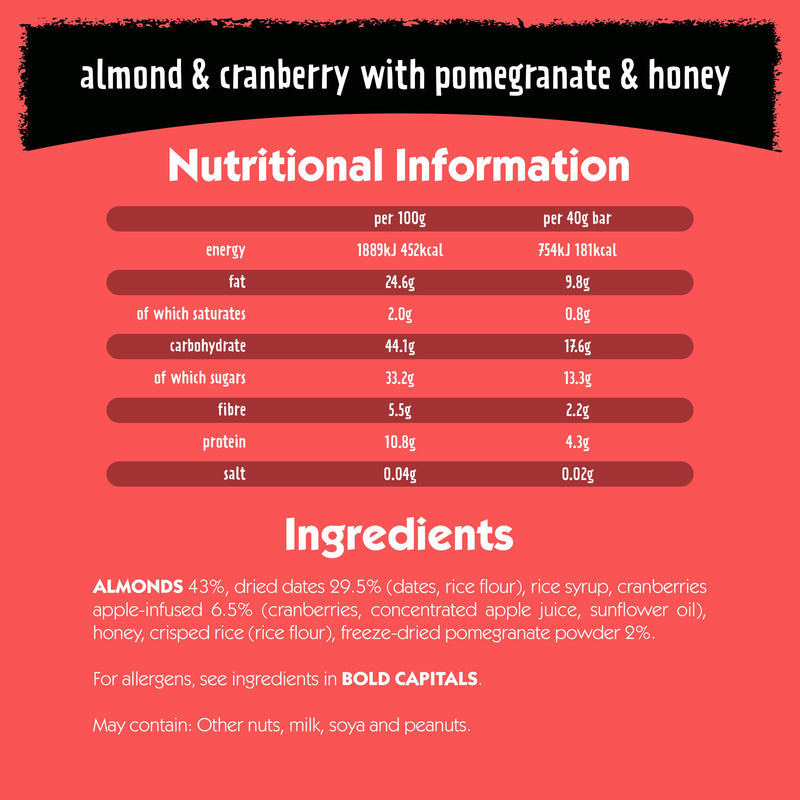 Eat Natural almond cranberry fruit and nut bar 40g - British product