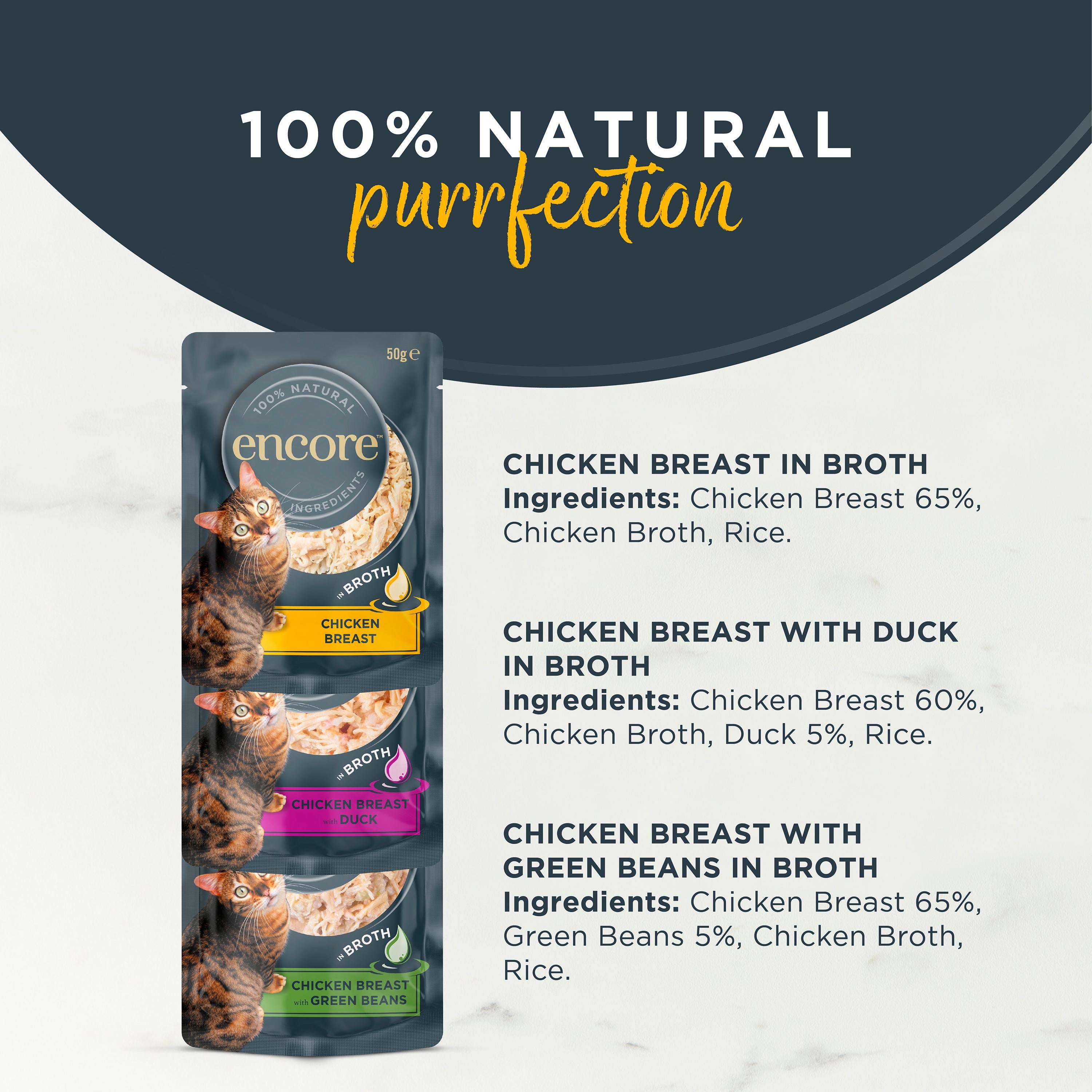 Encore Chicken Selection natural cat food pouches 5x50g - British product