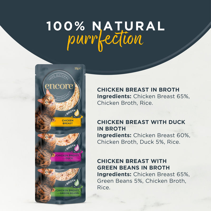 Encore Chicken Selection natural cat food pouches 5x50g - British product