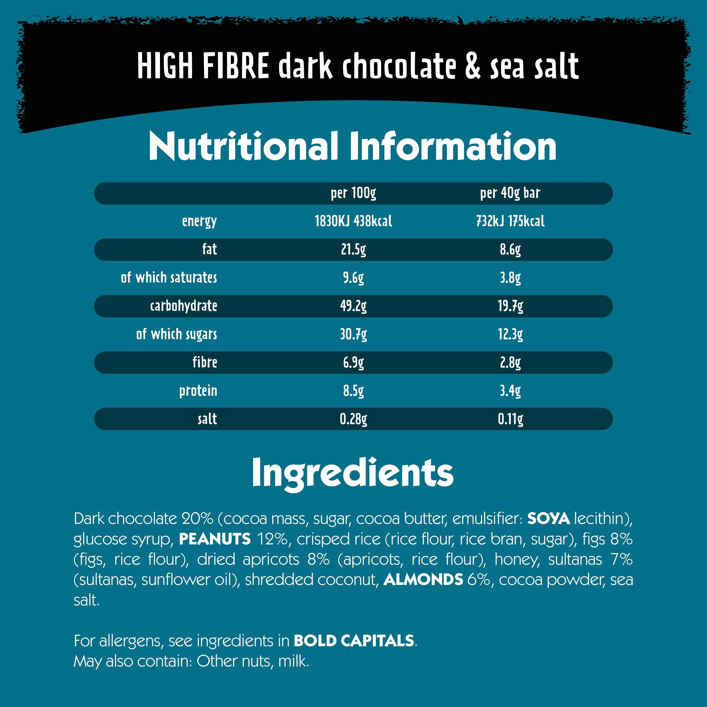 Eat Natural dark chocolate sea salt fruit and nut cereal bars 3x40g (British brand)
