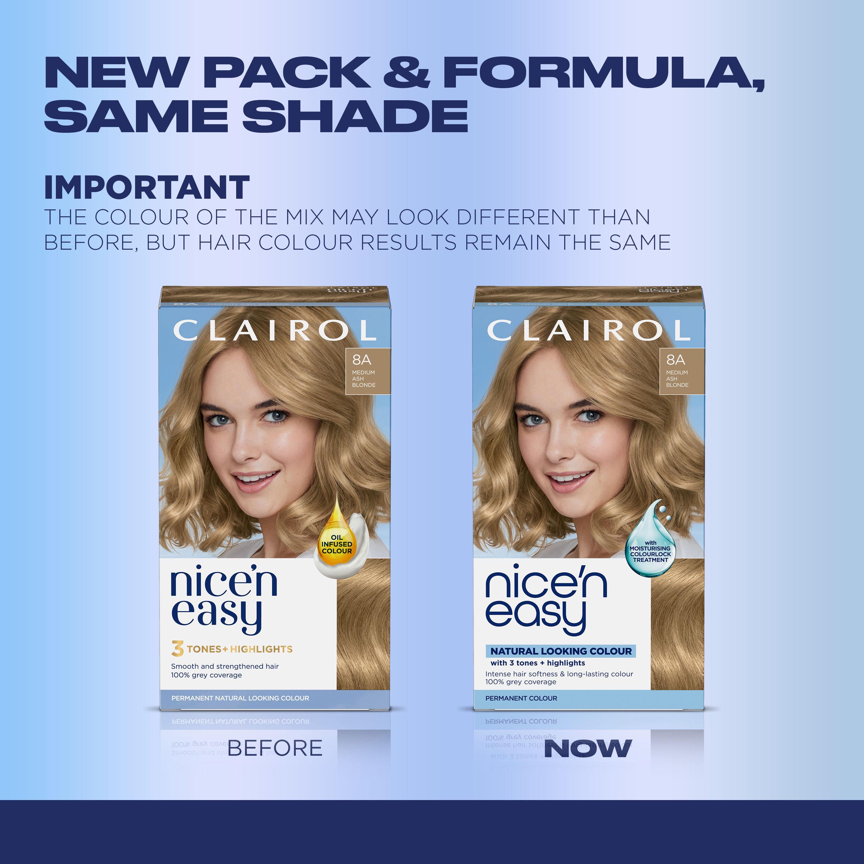 Clairol hair dye Medium Ash Blonde 8A (British brand)