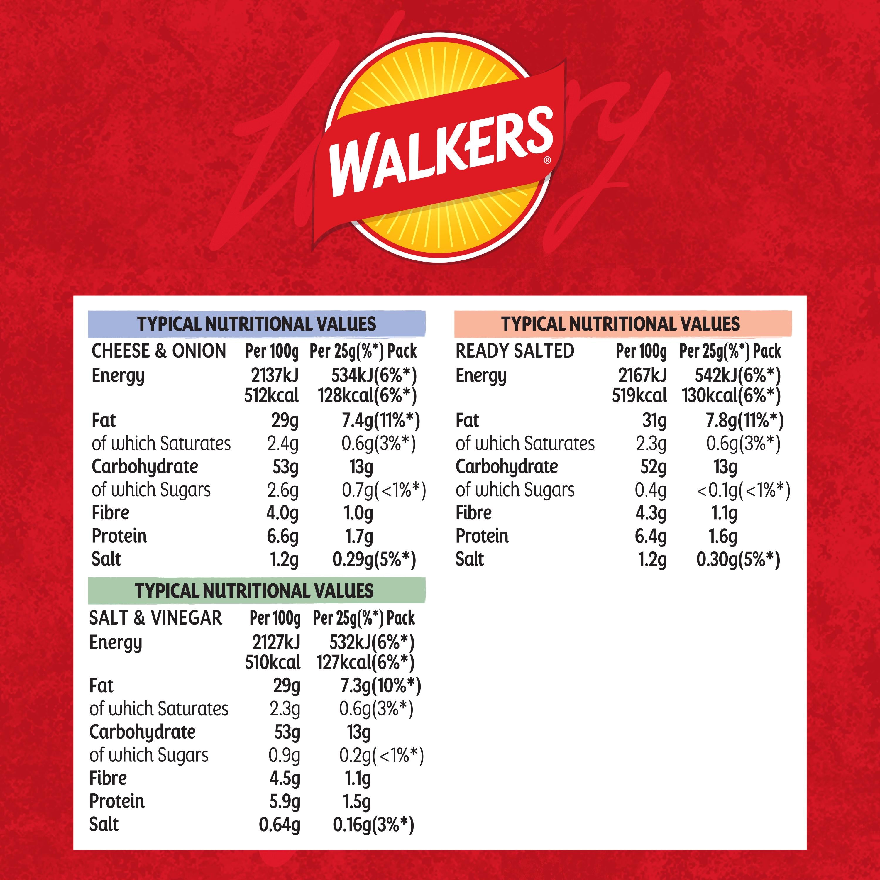 Walkers multipack variety crisps 6x25g (British brand)