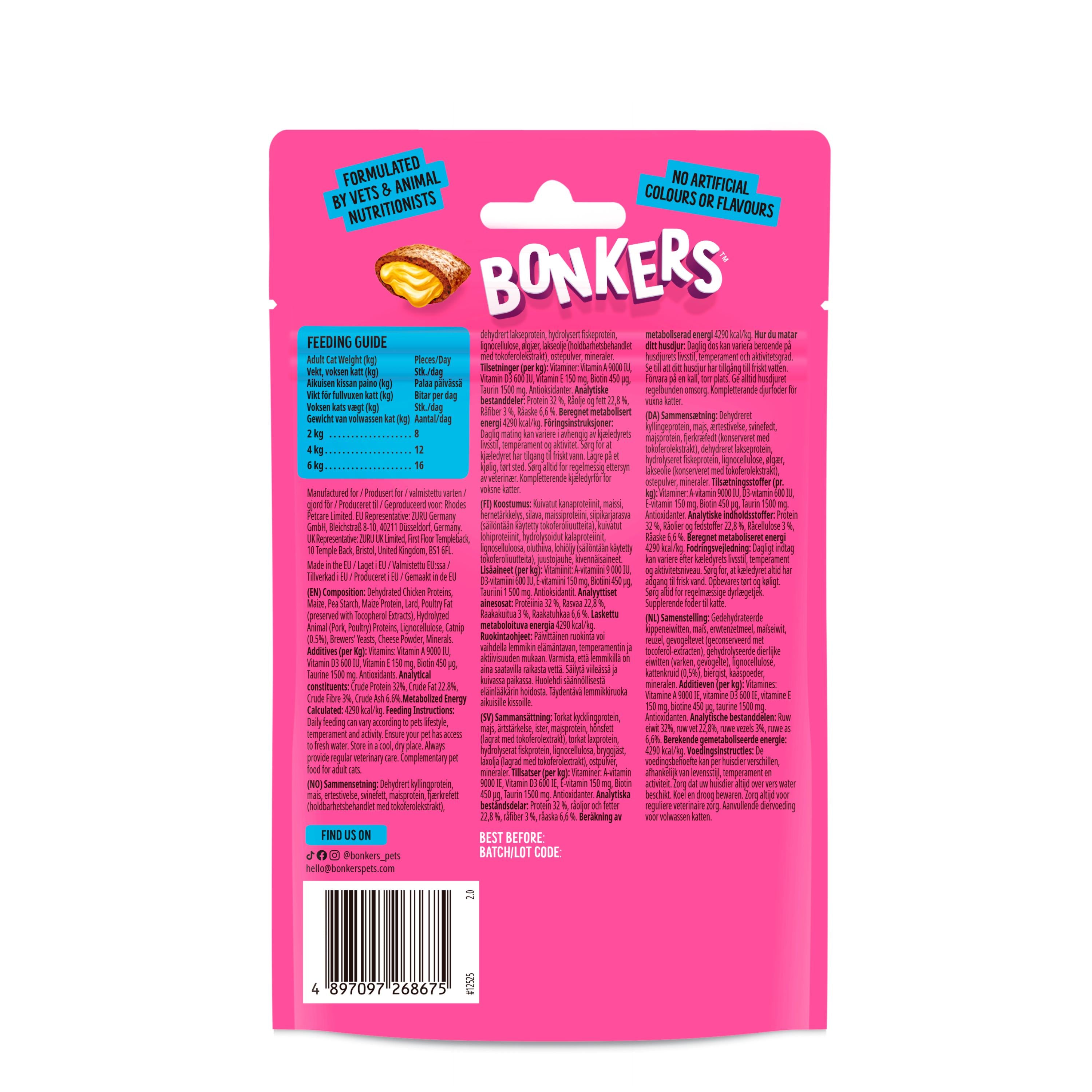 Bonkers salmon supreme cat treats 60g - British product