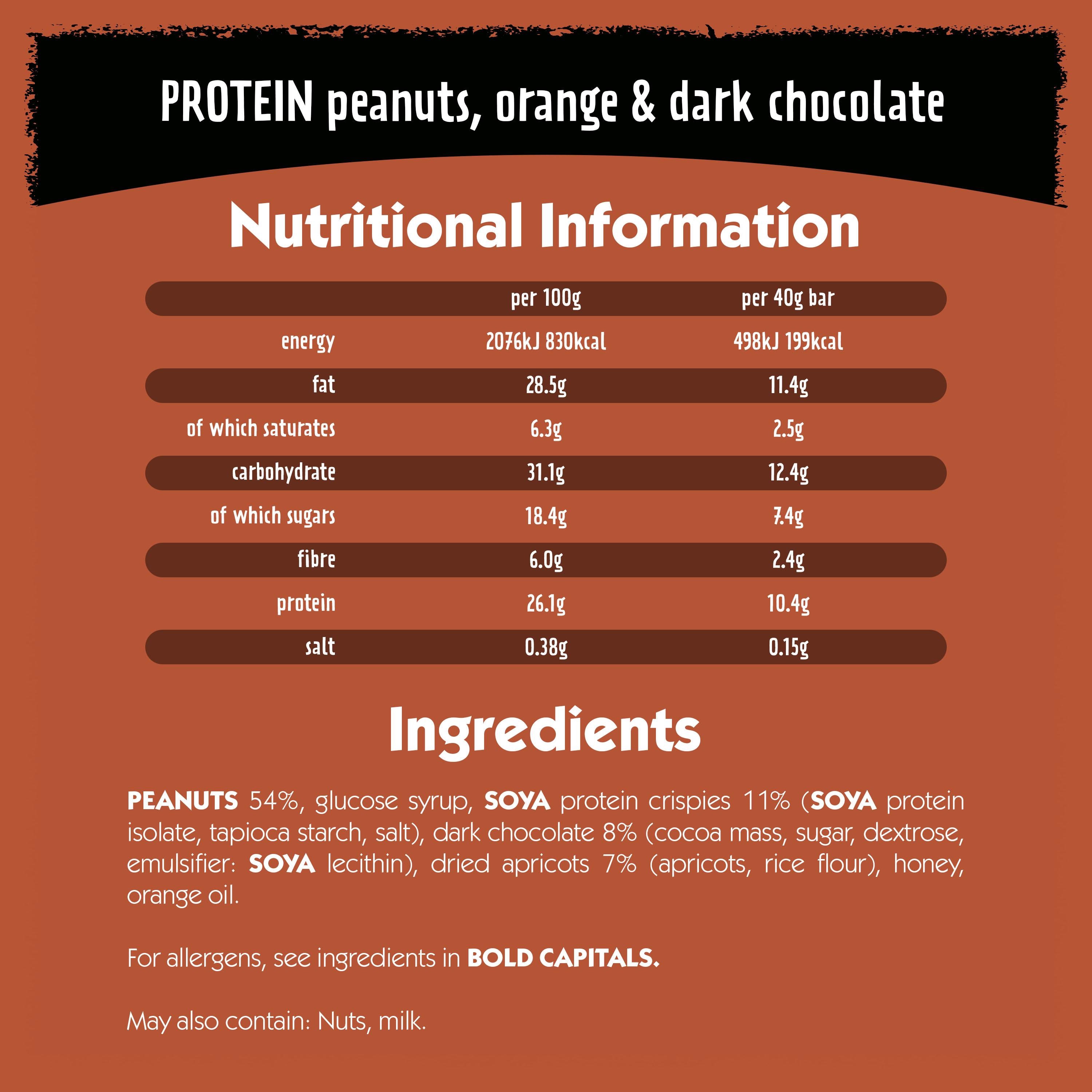 Eat Natural protein cereal bar peanuts orange dark chocolate 3x40g, imported from the UK