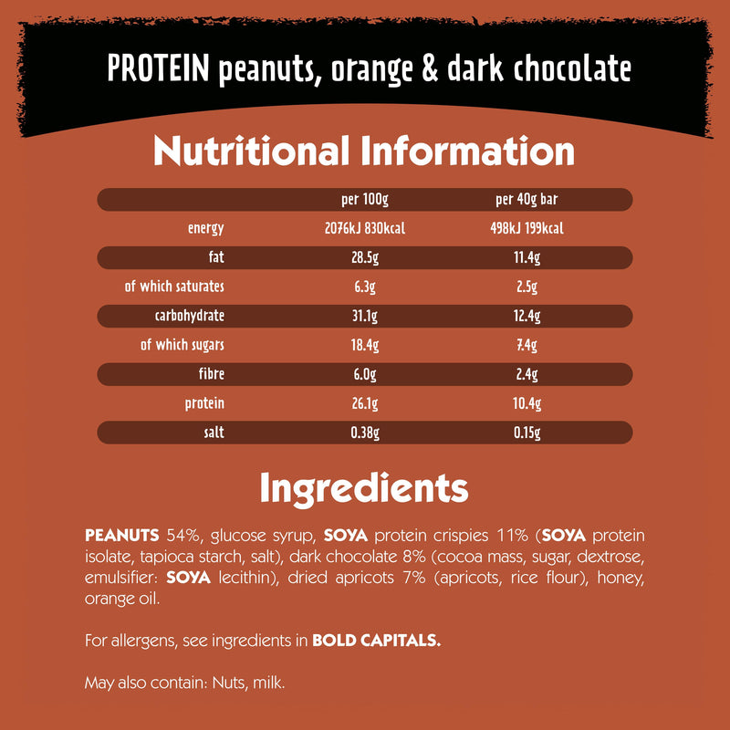 Eat Natural protein cereal bar peanuts orange dark chocolate 3x40g, imported from the UK