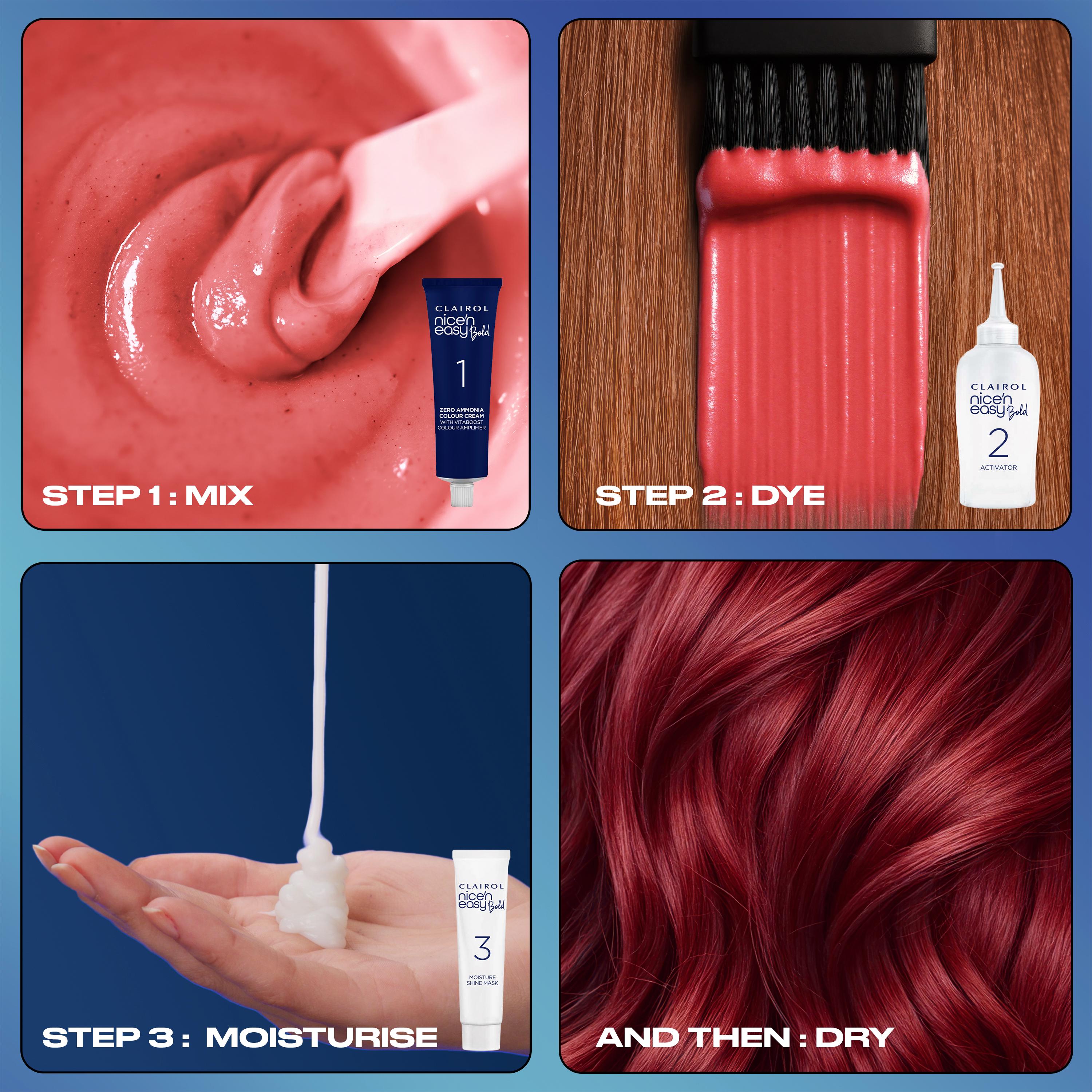 Clairol Nice'N Easy Bold Cherry Red hair dye, imported from the UK