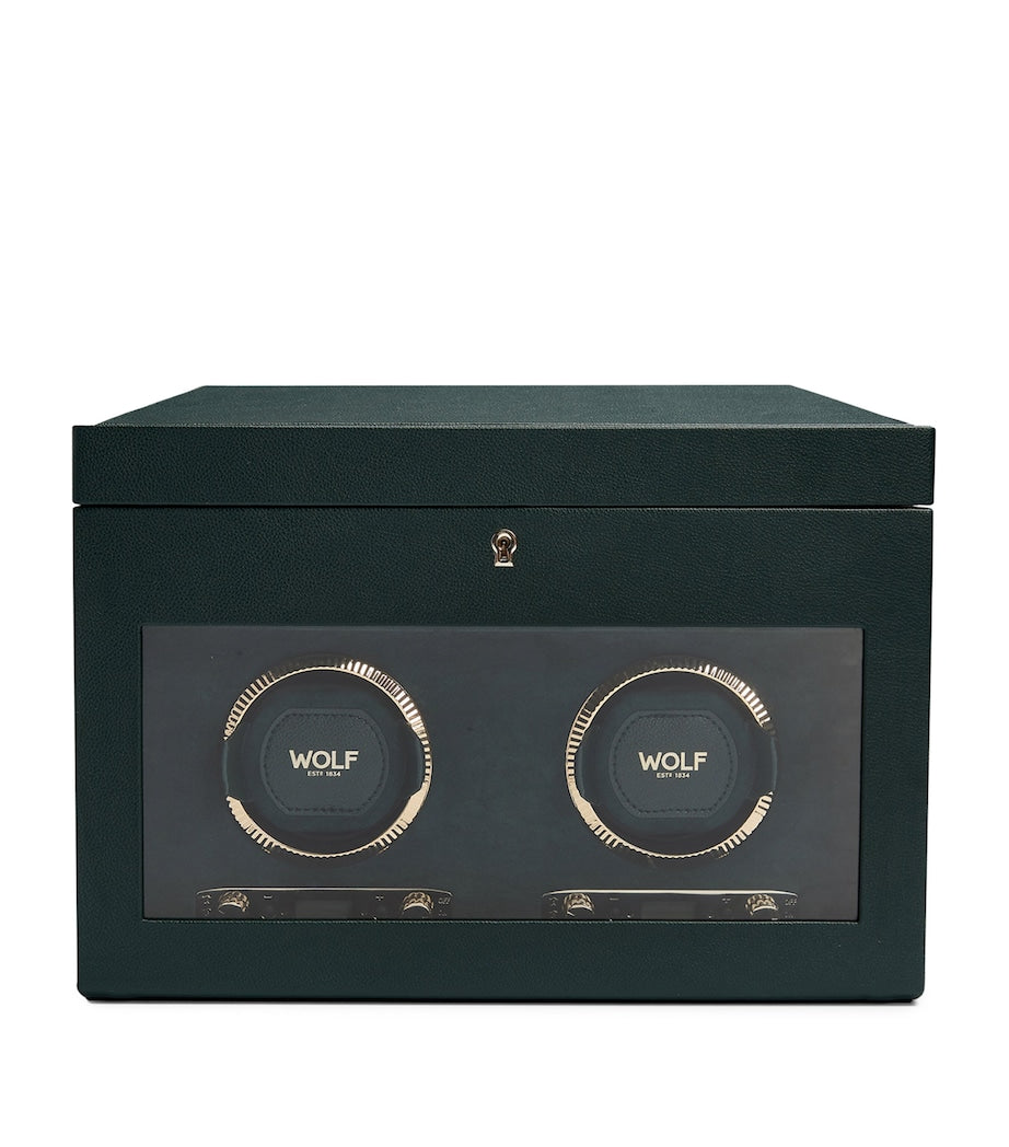 WOLF vegan leather double watch winder British Racing Green, UK version