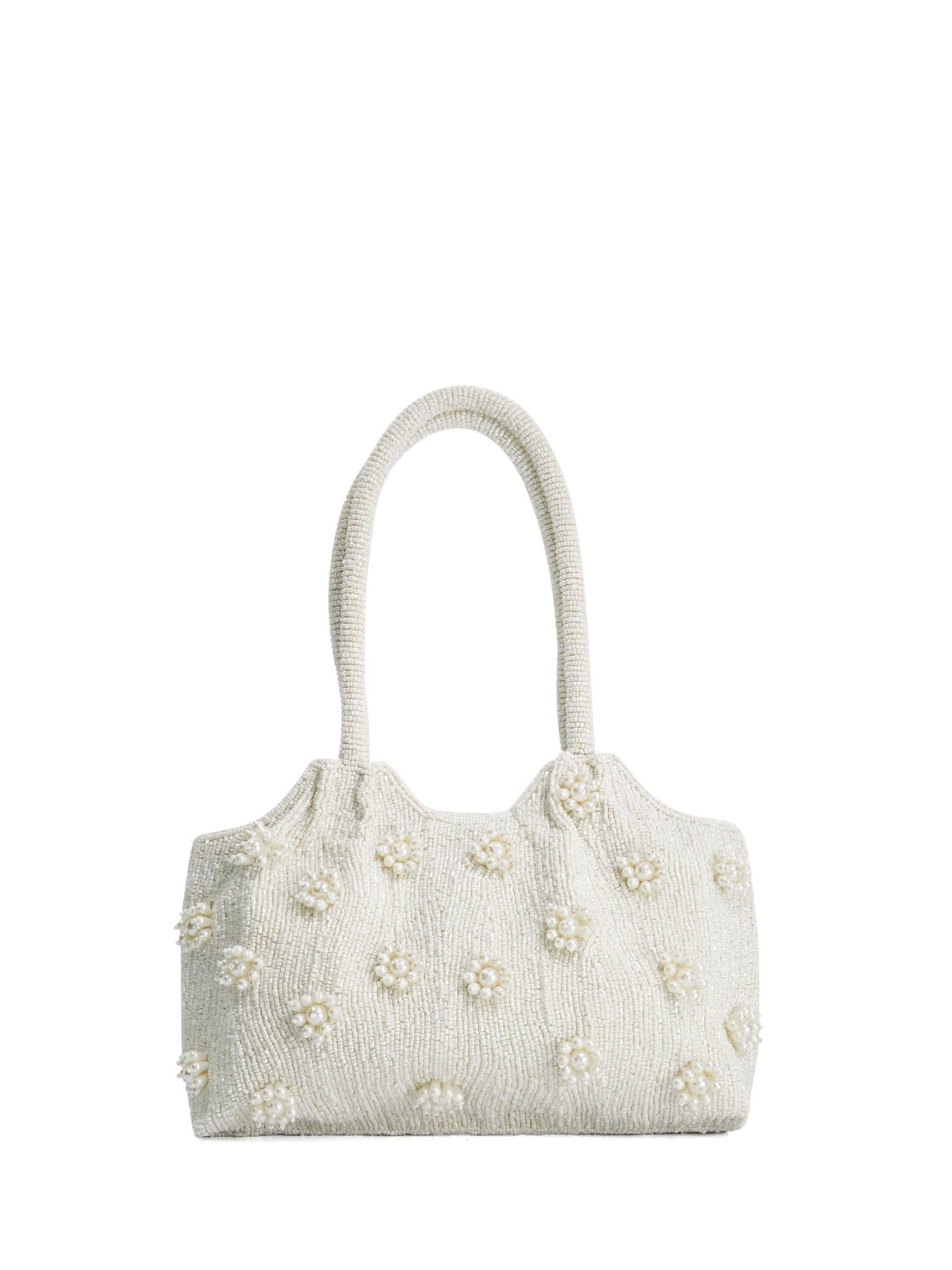 Dune London white Dunmore grab bag with Hotstones embellishments, UK version