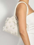 Dune London white Dunmore grab bag with Hotstones embellishments, UK version