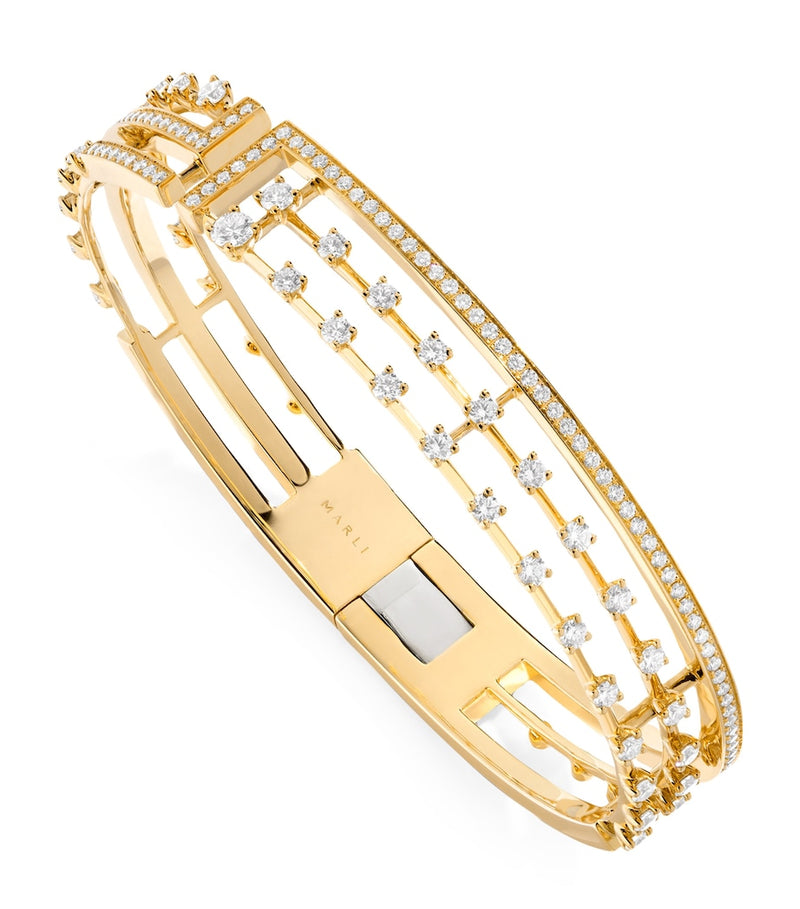 MARLI New York large yellow gold and diamond bangle, UK version