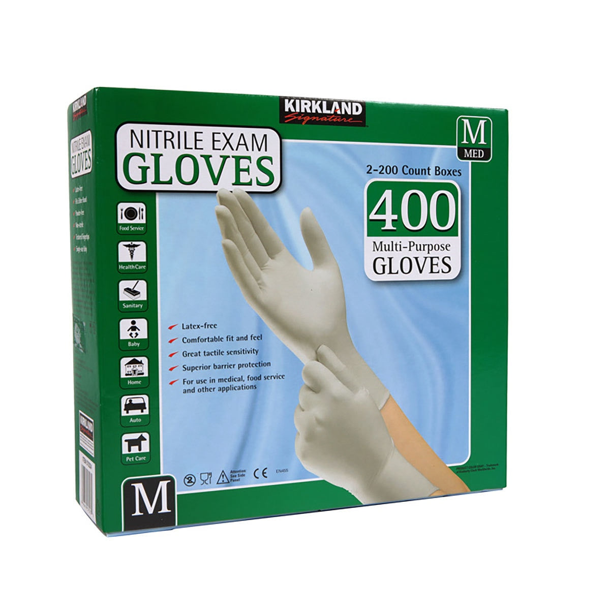 Kirkland Signature Medium Nitrile Gloves 2 x 200 Pack, UK version