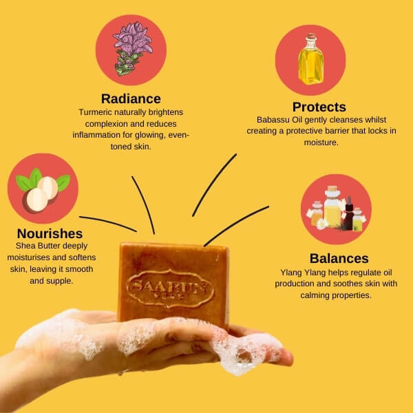 Saabuni Turmeric Soap Bar 90g, UK version