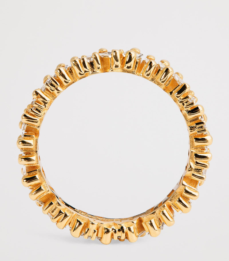Suzanne Kalan yellow gold and mixed diamond tech ring jackets, size 8.5 (British brand)