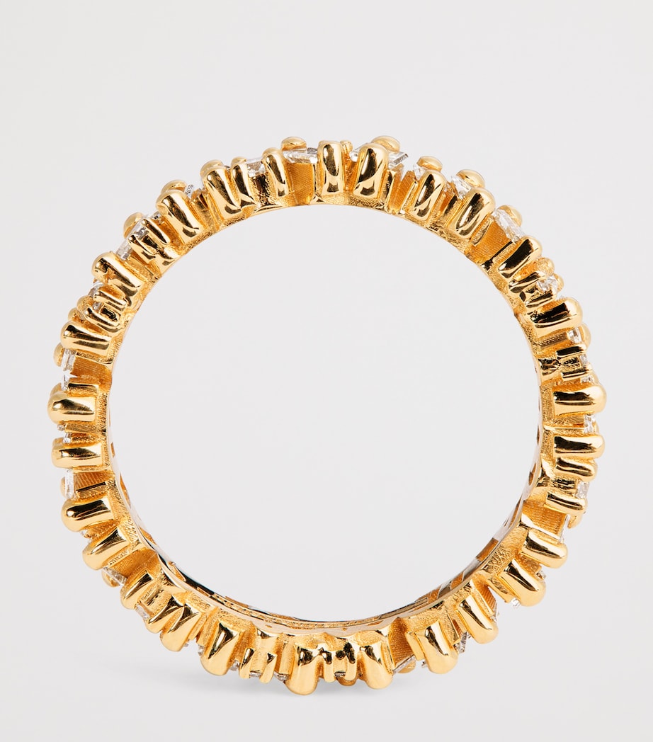 Suzanne Kalan yellow gold and mixed diamond tech ring jackets, size 8.5 (British brand)