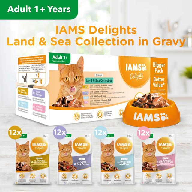 Iams Delights Adult Land & Sea Collection in Gravy Multipack   48 x 85g GOODS M&S   