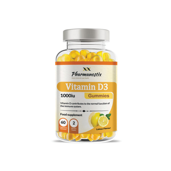 Pharmanostix Vitamin D3 gummies 1000iu 60 count lemon flavour (British brand)