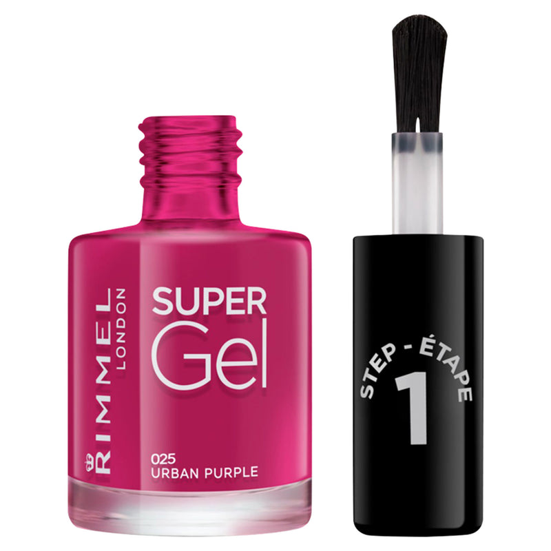 Rimmel London Super Gel Nail Polish Urban Purple 12ml, imported from the UK