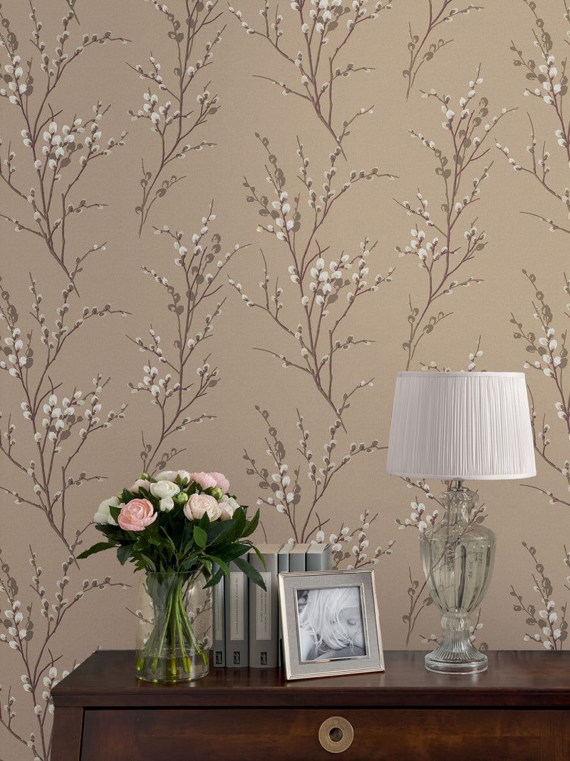 Laura Ashley Steel Pussy Willow A4 Wallpaper Sample