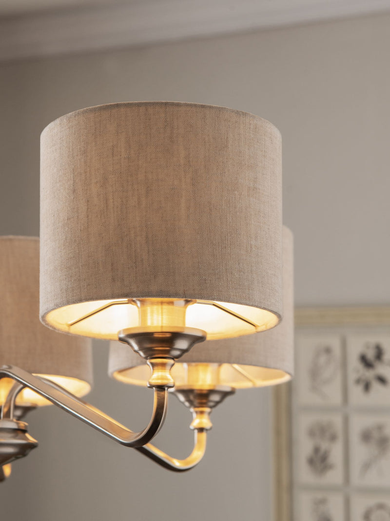Next brushed nickel chandelier with oatmeal shades 5 light - British product