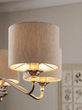 Next brushed nickel chandelier with oatmeal shades 5 light - British product