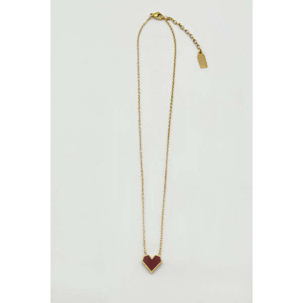 SVNX red heart pendant necklace gold-red stainless steel acrylic, imported from the UK