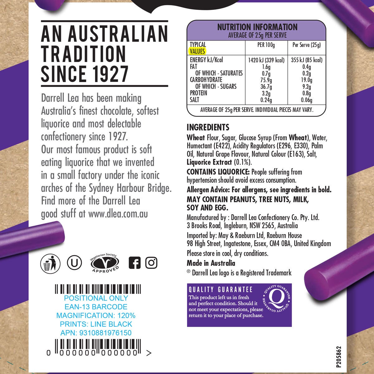 Darrell Lea Liquorice Grape 1kg