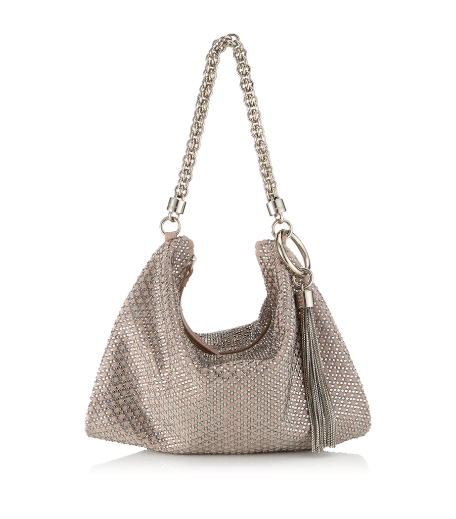 Jimmy Choo Callie clutch bag suede crystal embellishments (British brand)