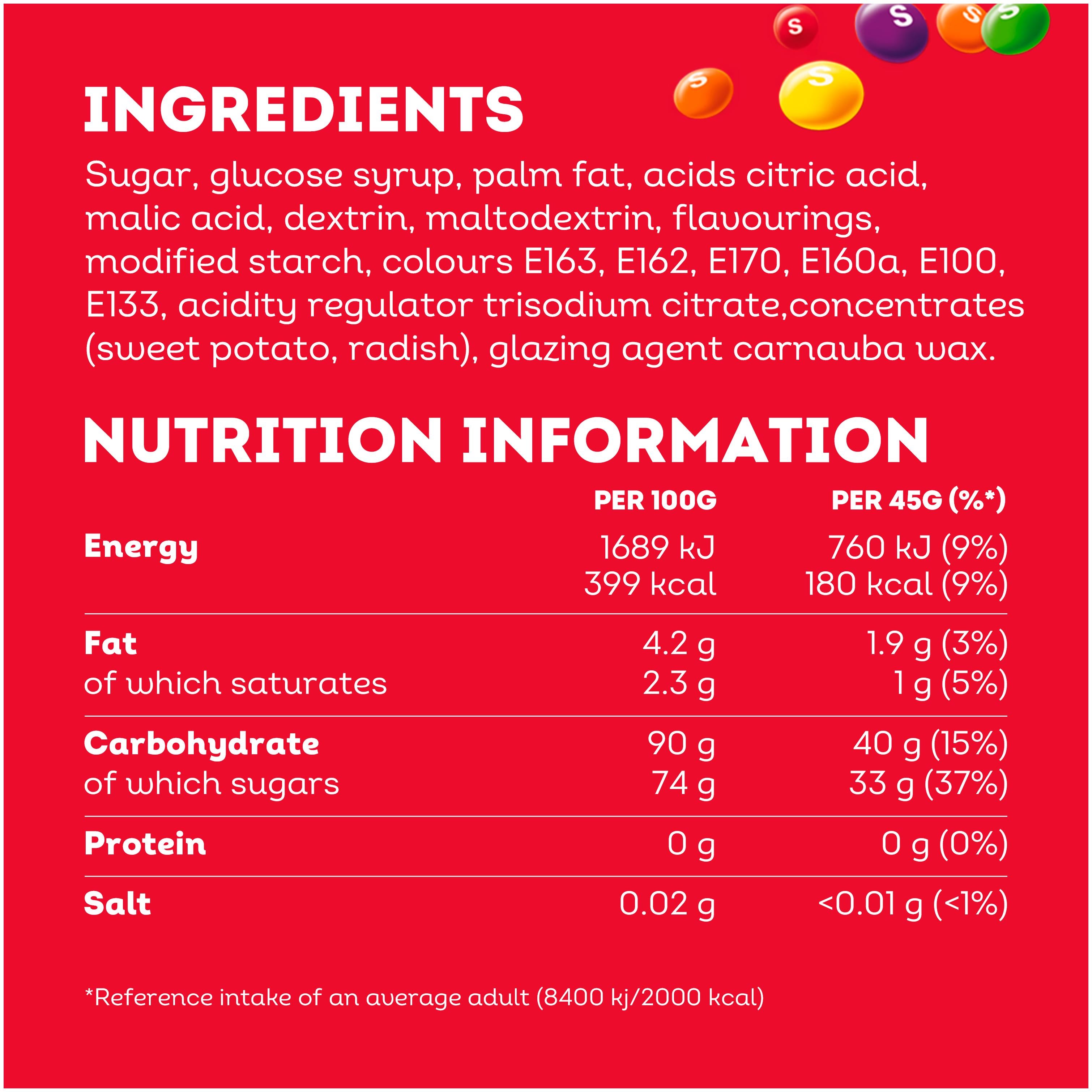 Skittles sweets tropical 45g, UK version