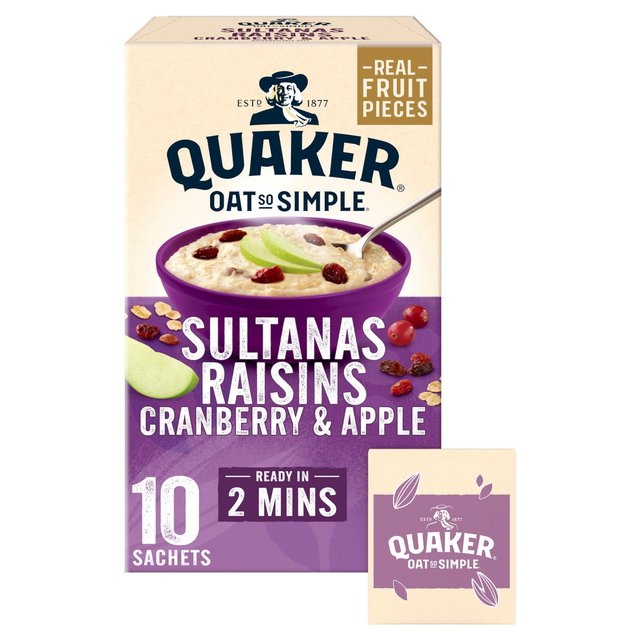 Quaker Oat So Simple Sultanas & Raisins Fruit Porridge Sachets Cereal   10 per pack