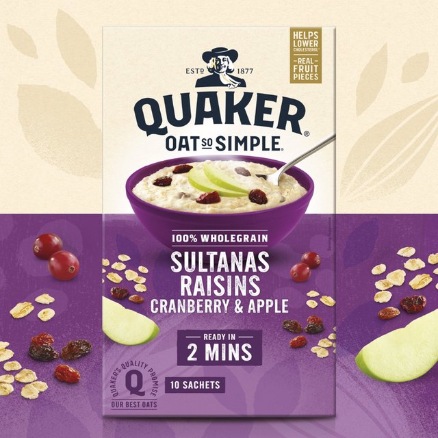 Quaker Oat So Simple Sultanas & Raisins Fruit Porridge Sachets Cereal   10 per pack GOODS M&S   