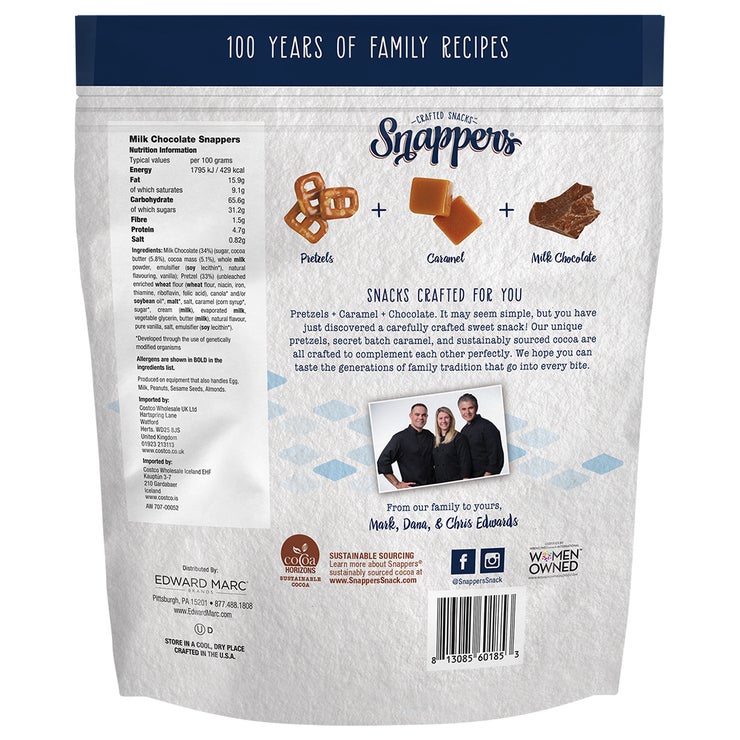 Snappers milk chocolate and caramel pretzels 567g - British product
