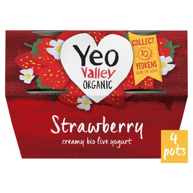 Yeo Valley Organic Strawberry Yoghurt Pots   4 x 110g GOODS M&S   