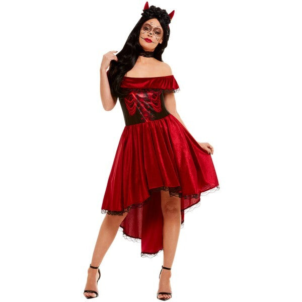 Smiffys women's devil costume with dress choker and headband, UK version