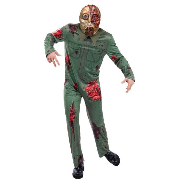 Smiffys zombie costume with jumpsuit and gas mask, imported from the UK