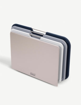 Joseph Joseph 3-piece chopping board set with storage stand (British brand)