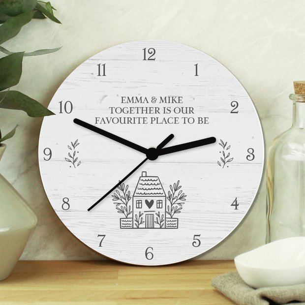Personalised wooden clock shabby chic home 25x25x4 cm - British product