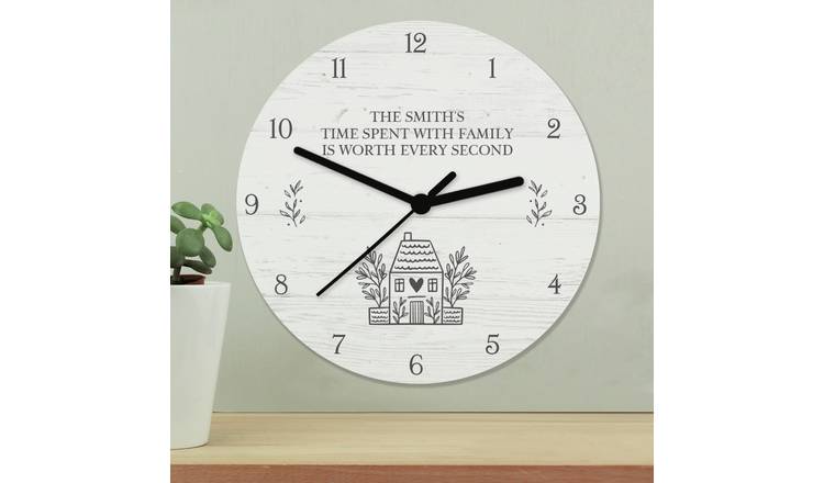 Personalised wooden clock shabby chic home 25x25x4 cm - British product