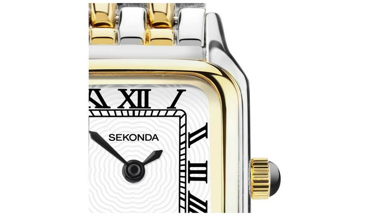 Sekonda Monica white dial two-tone watch gift set - British product