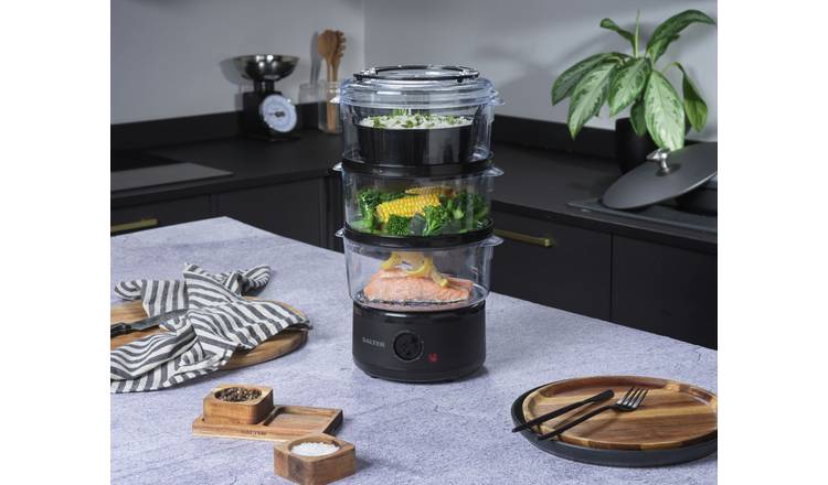 Salter Kuro 3 Tier Steamer grey, imported from the UK