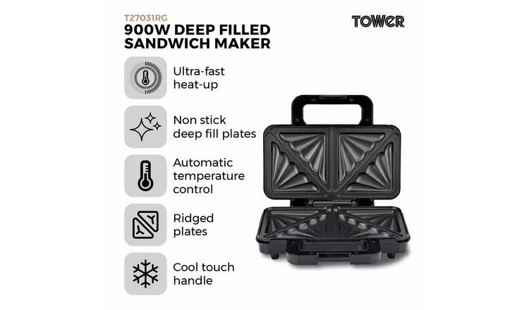 Tower sandwich toaster rose gold 2 portion - British product