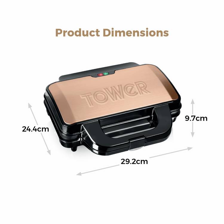 Tower sandwich toaster rose gold 2 portion - British product