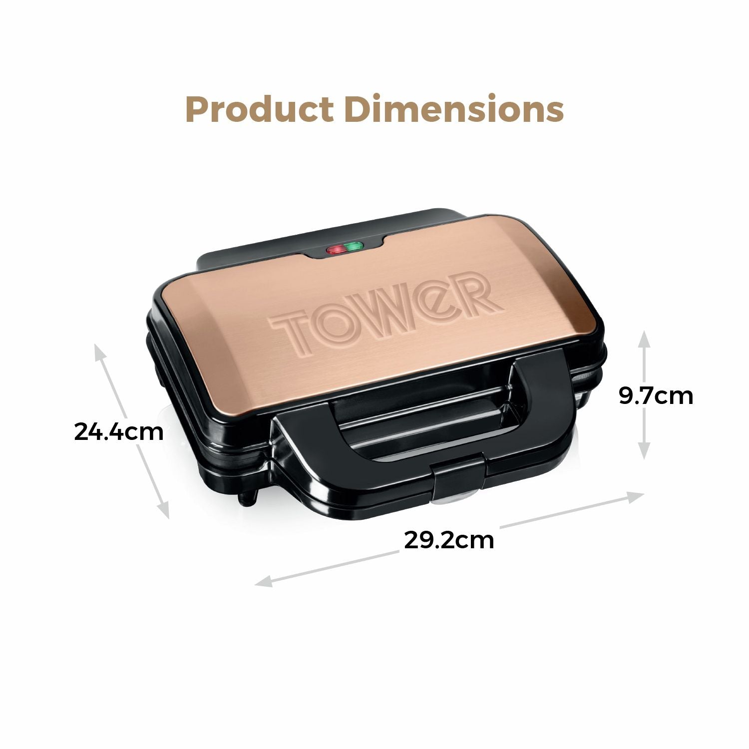 Tower sandwich toaster rose gold 2 portion - British product