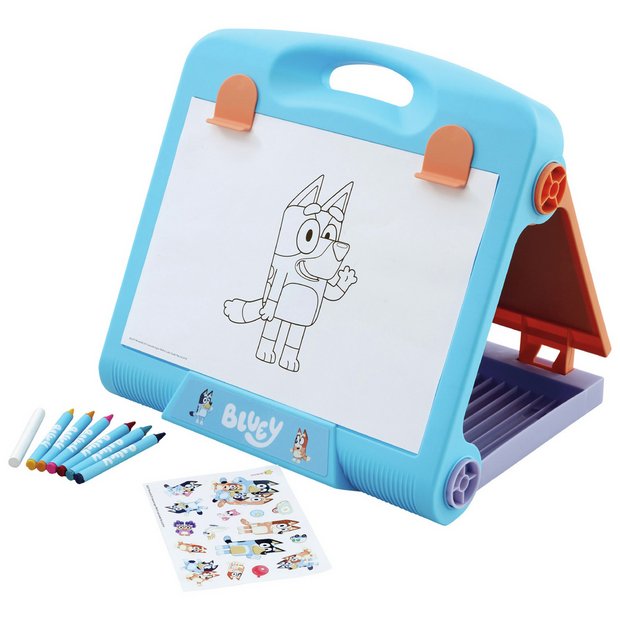 Bluey table top easel with chalkboard and drawing clips - British product
