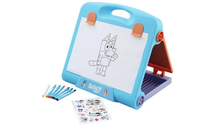 Bluey table top easel with chalkboard and drawing clips - British product