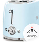 Pastel blue four slice toaster with wide slots, UK made (British brand)