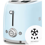 Pastel blue four slice toaster with wide slots, UK made (British brand)