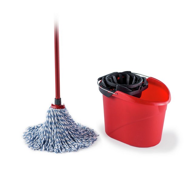 Vileda SuperMocio microfibre cotton mop with torsion wringer bucket (British brand)