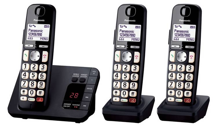 Panasonic big button cordless phone triple handset, UK version