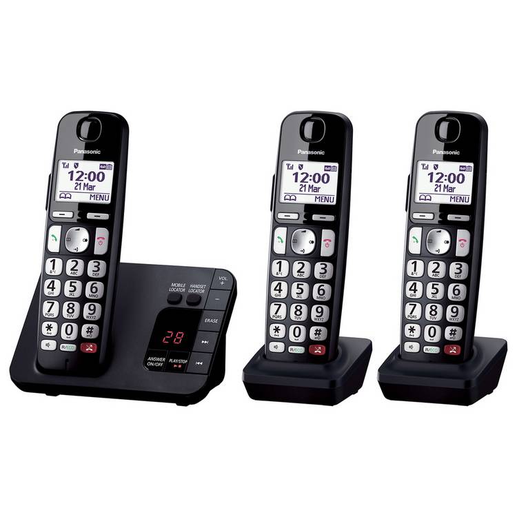 Panasonic big button cordless phone triple handset, UK version